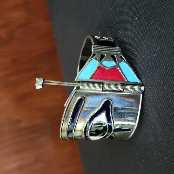 EYE OF HORUS VINTAGE silver pin closure bracelet - Picture 4 of 9